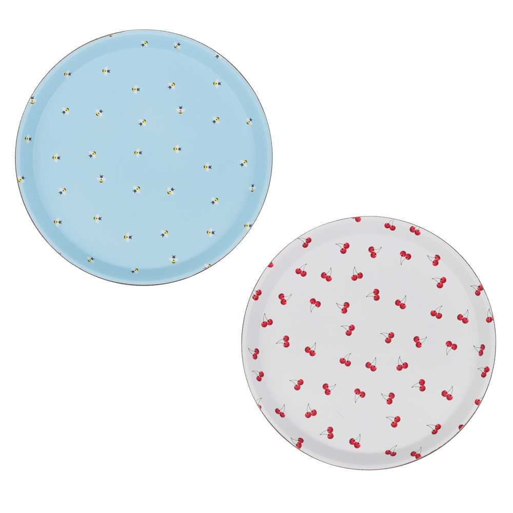 Поднос круглый с антискользящим покрытием тм Vetta Черри, d27,5см, 2 дизайна - #1