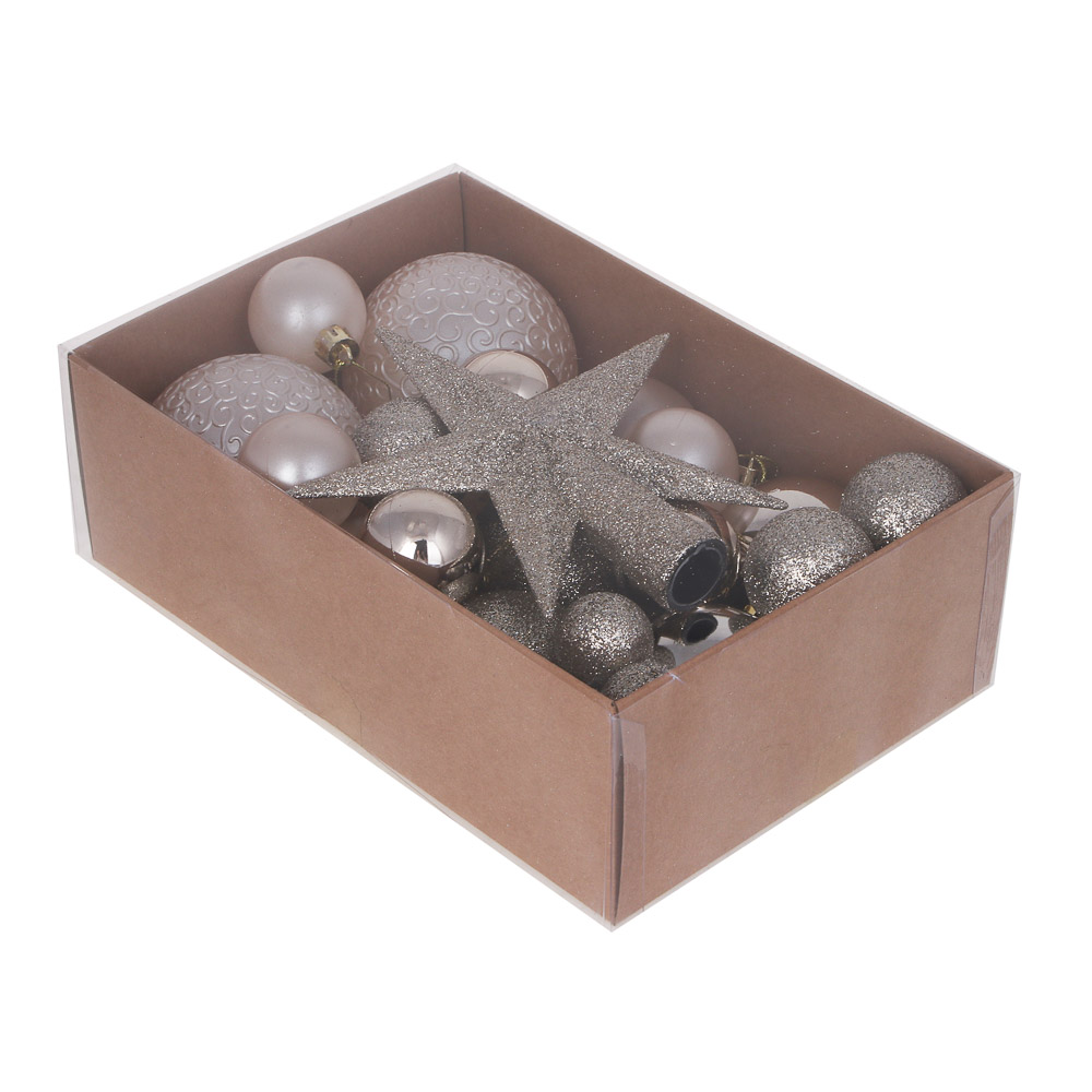 СНОУ БУМ Набор шаров и украшений 30 шт, 3см, 4см, 6см, 8см, белый - #5