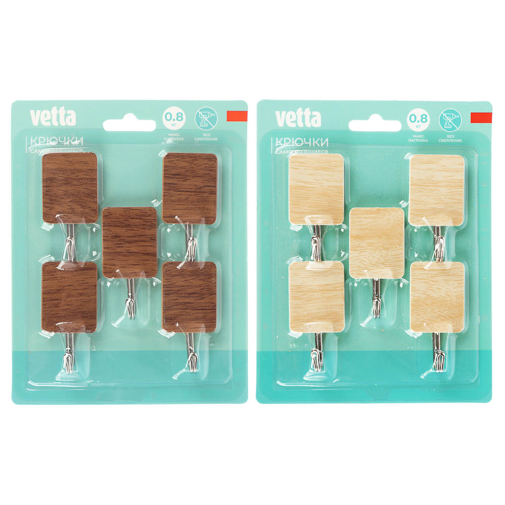 Крючки самоклеящиеся тм VETTA, металл, PS, 2 цвета, 5шт - #1