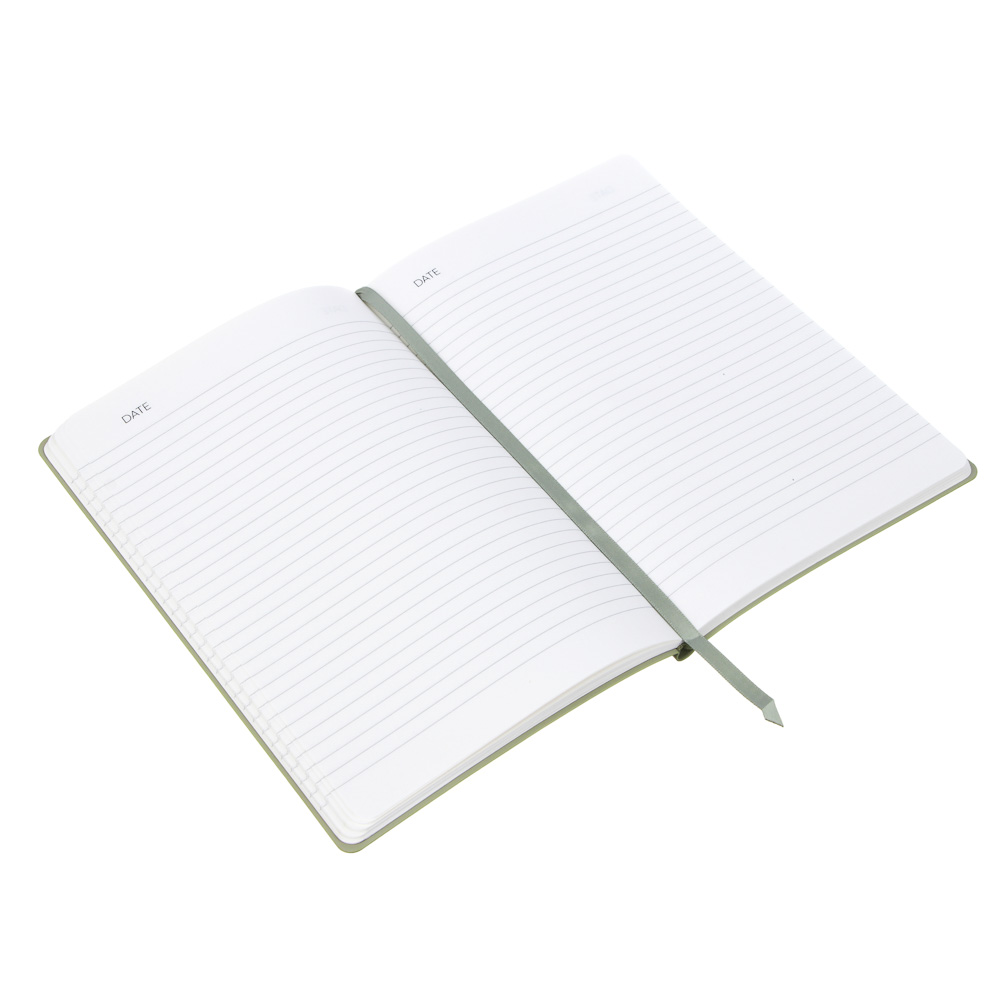 Бизнес - блокнот "БЛАНЖ" А5, 192 стр., гибкая обл., иск.кожа, нашивки в форме букв, салатовый - #2