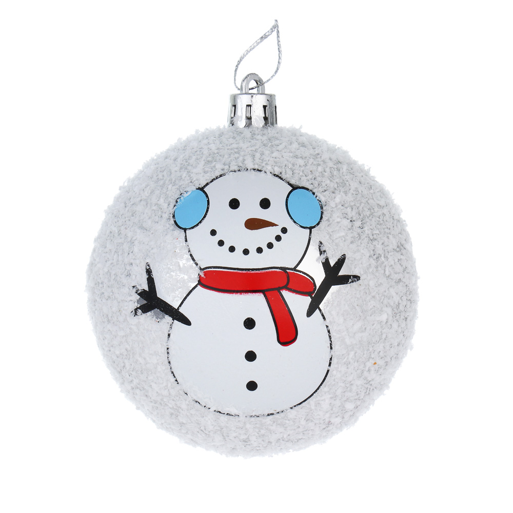 СНОУ БУМ Шар 8 см, белый снеговик с наушниками 26-469 - #1