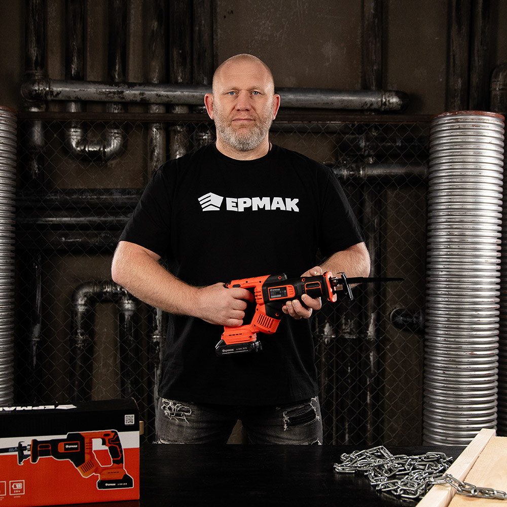 ЕРМАК Пила сабельная на АКБ 20В, 2,0А Li-ion (1шт) з/у, 0-3000 ход/мин, 150мм глуб,реза дер, (ONE) - #15