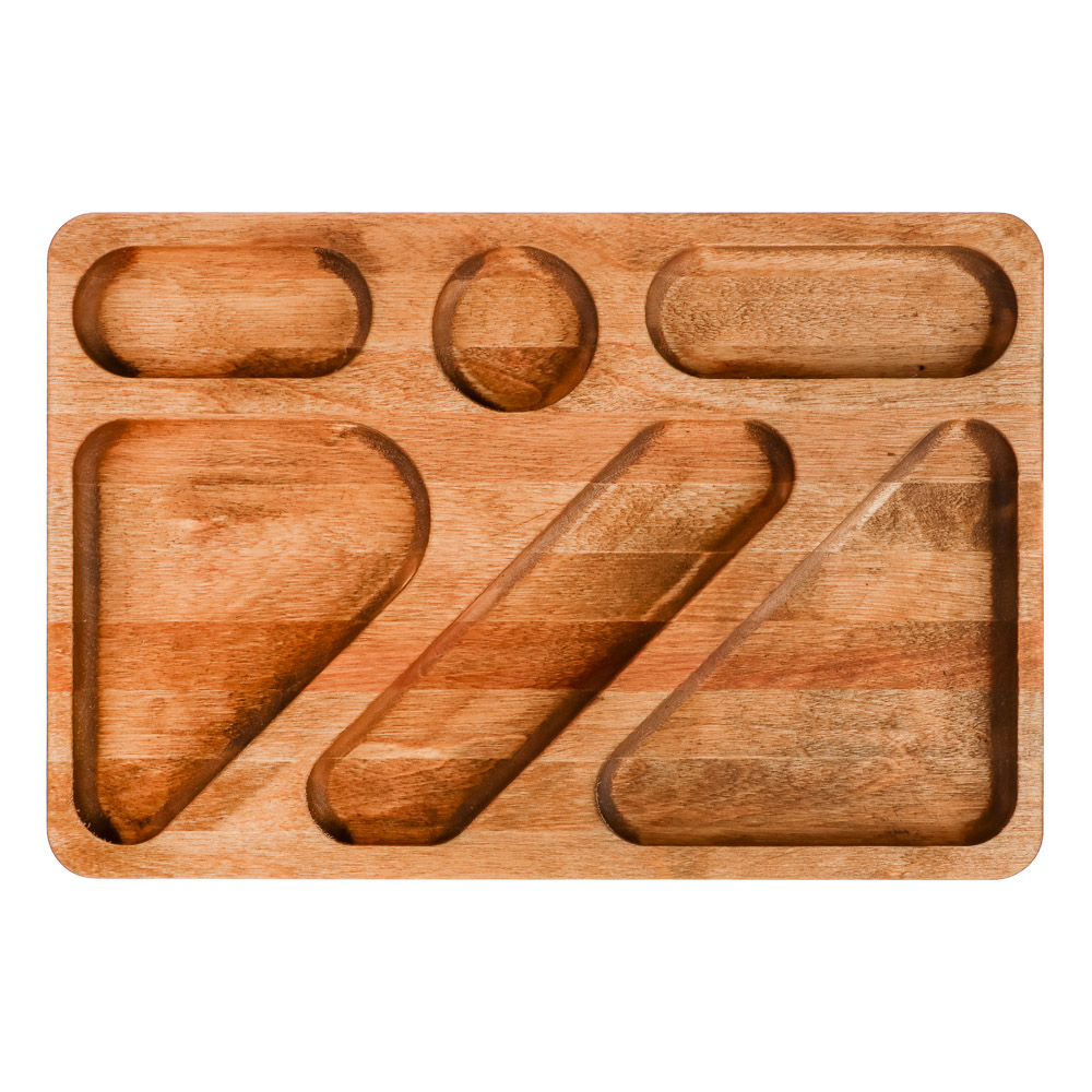 Менажница прямоугольная, 6 секций, 30х20х1,8см, дерево - #1