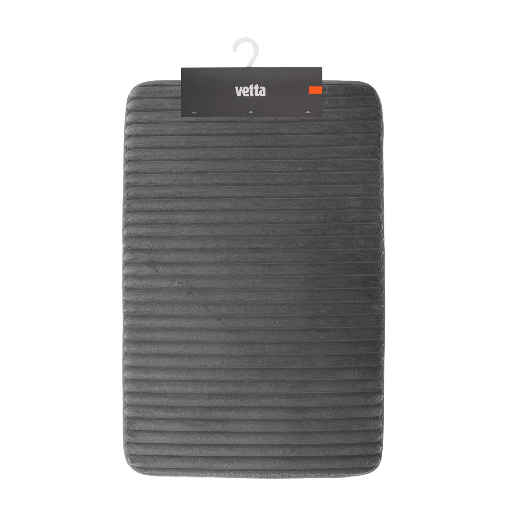 Коврик для ванной комнаты тм VETTA Talli, ворсовый полосатый, фланель 220г/м², 80х50см, серый - #5