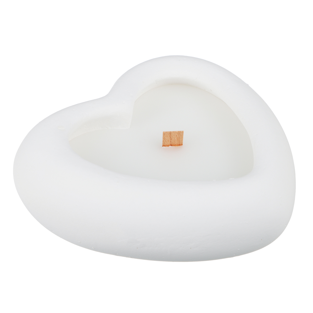 Свеча парафиновая, в подсвечнике, сердечко белое, 5,6x17,3x16 см - #1