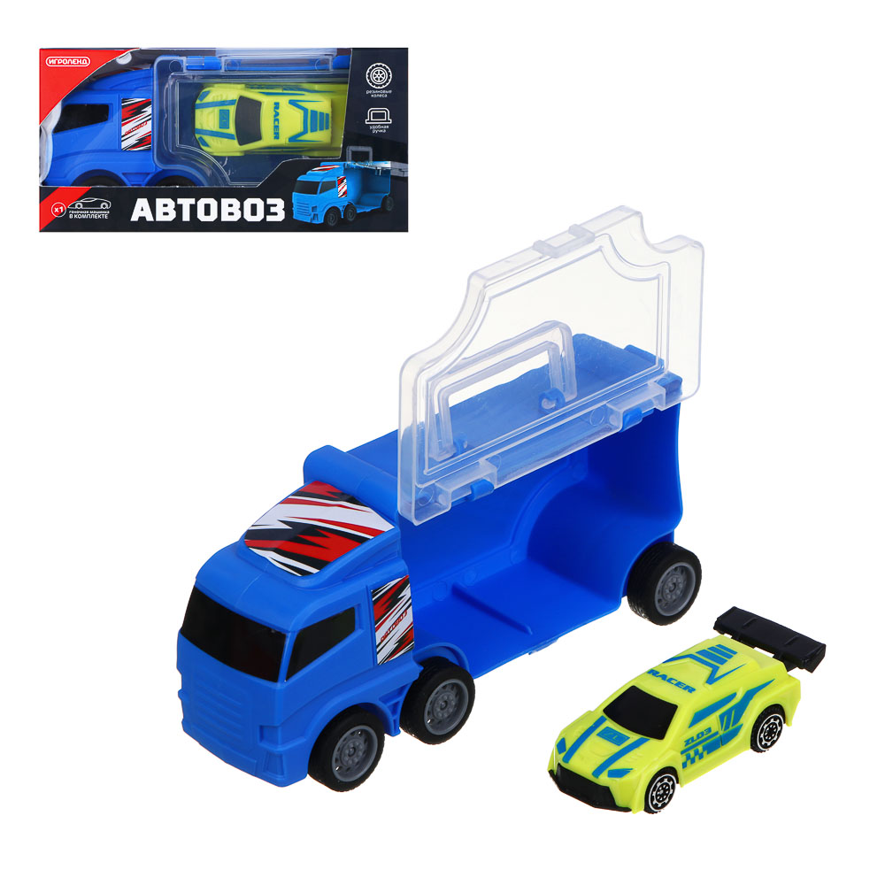 ИГРОЛЕНД Автовоз с машинкой, АБС, 14,5 х7,2x5 см, 2 цвета - #1