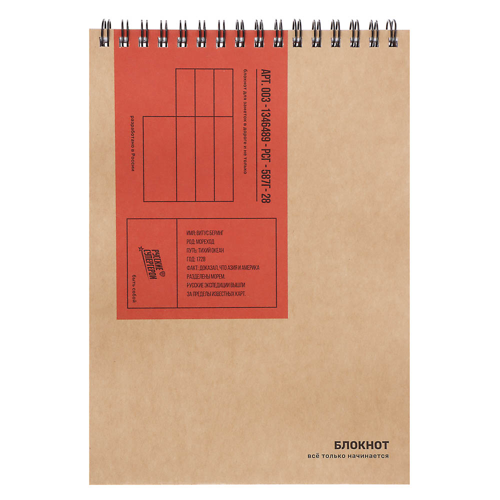 Блокнот Русские Супергерои, формат А5, 80 листов, клетка, мягкий переплет, спираль, в ассортим. - #10