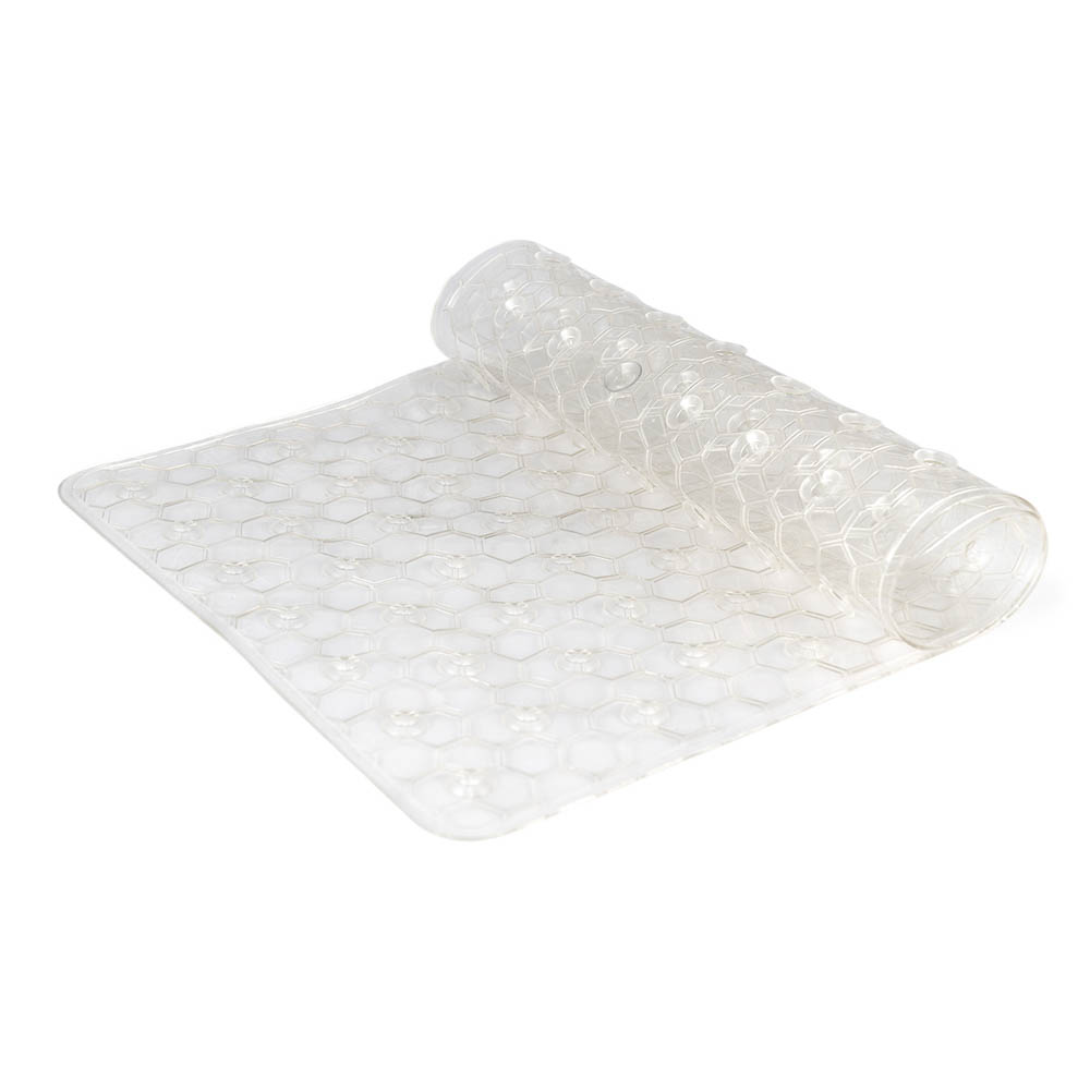 Коврик противоскользящий в ванную "Соты" 67см*37см, прозрачный - #1