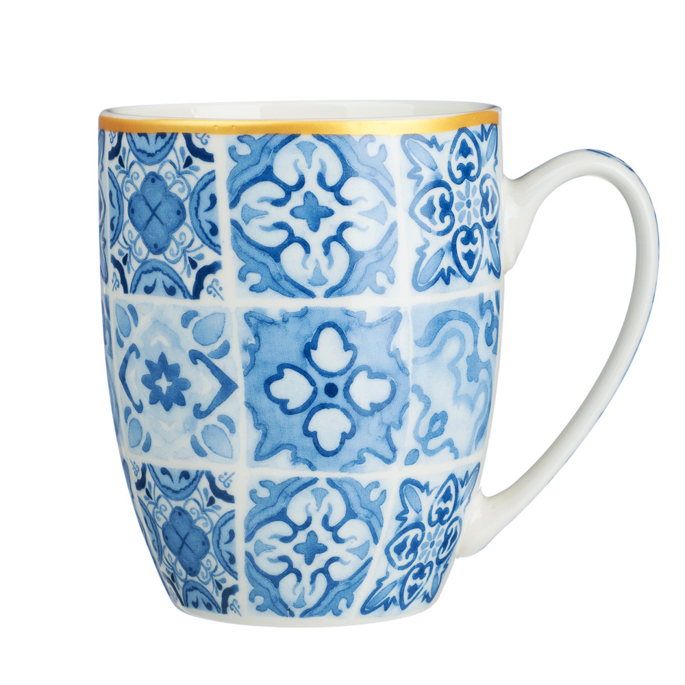 MILLIMI Кружка Голубая мозаика, 350мл, фарфор, 4 дизайна - #2