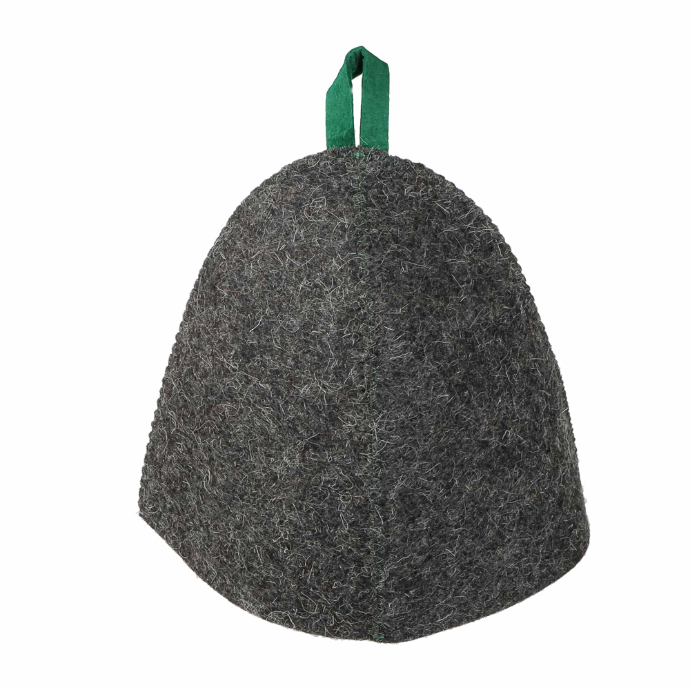 Набор банный ЭКОНОМ 3 предмета (шапка, коврик, рукавица) в пакете, войлок белый/серый - #13