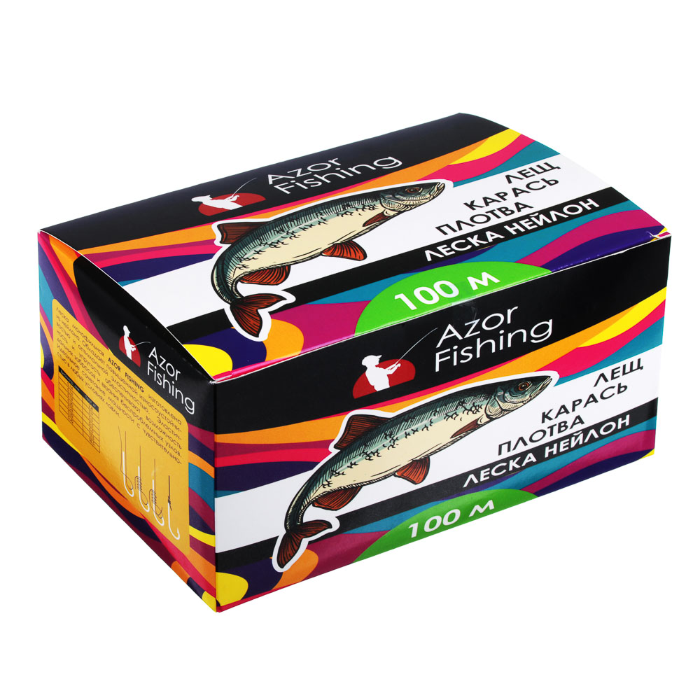 Леска AZOR FISHING "Карась, Плотва" нейлон, 100м, 0,14мм, зеленая, разрывная нагрузка 2,8 кг - #5