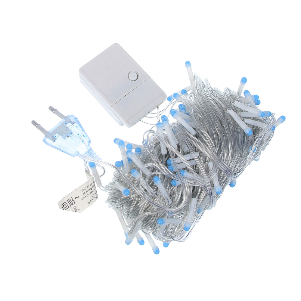 СНОУ БУМ Гирлянда эл. вьюн 10м, 80LED, цветной диод/синий, 8 реж., ПВХ прозрачн. 220В - #2