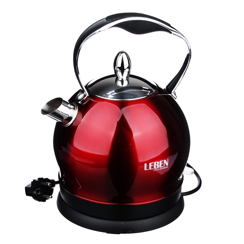 Чайник электрический 2,0 л LEBEN Стайл, 2200 Вт, нержавеющая сталь, бардовый - #1