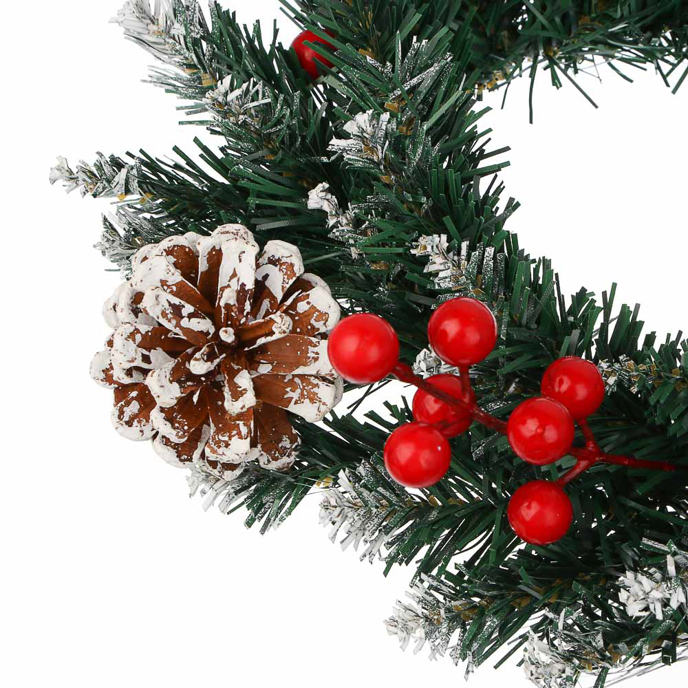 СНОУ БУМ Венок ПВХ Д25 см с шишками и ягодами, 26-90 - #3