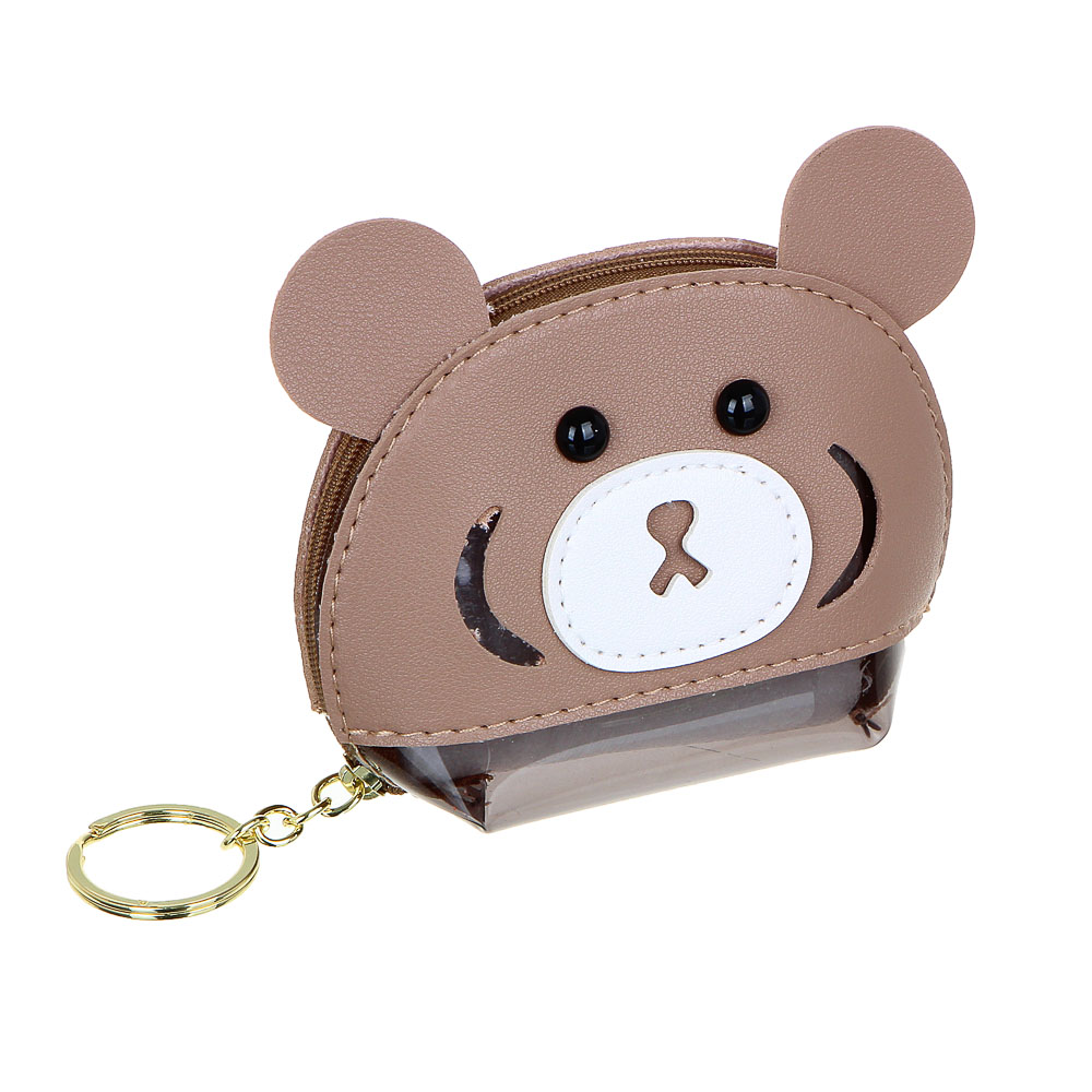 Брелок - кошелек для мелочи, 10x9х4см, "Зверята", искусственная кожа, металлический карабин, 4 диз. - #2