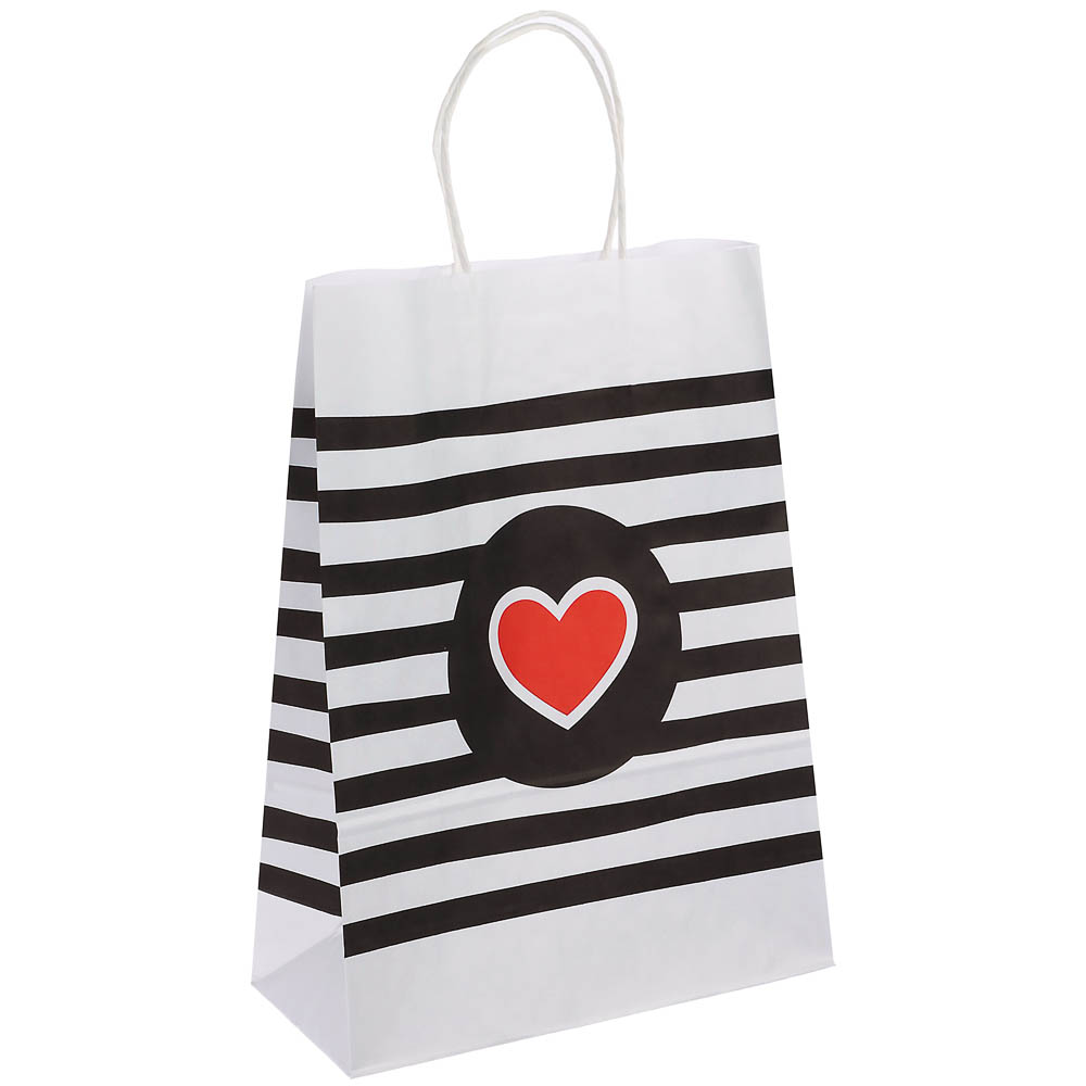 Пакет подарочный с кручеными ручками L 24x10,5x32 см, "Сердце" - #1