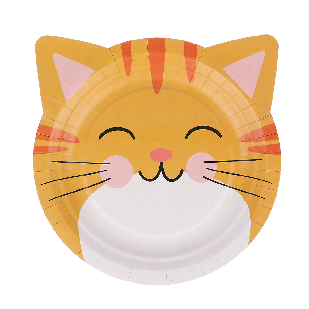 Набор бумажных тарелок Кошки с ушками, в т/у пленке, 6 шт d=180 мм - #2