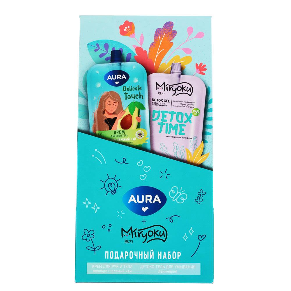Подарочный набор женский:Крем д/рук и тела Aura,100мл+Детокс-гель д/умывания MIRYOKU,100мл - #4