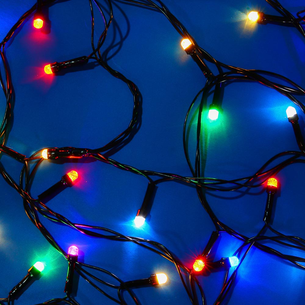 СНОУ БУМ Гирлянда эл. вьюн 10м, 100LED, диод с пузырями, мульти, 8 режимов, ПВХ черный, 220В - #1