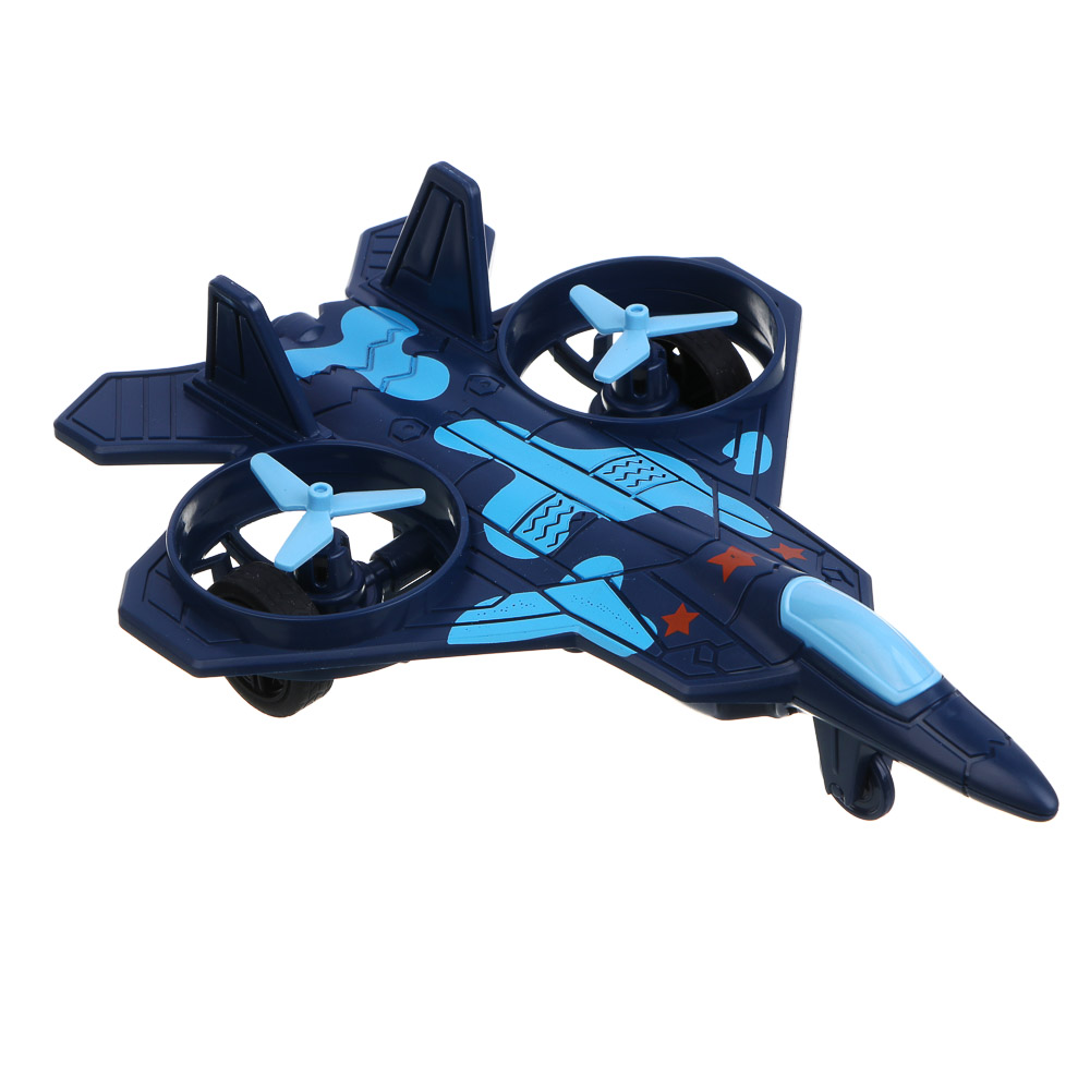 Истребитель инерционный ИГРОЛЕНД, свет, лопасти крутятся, 3хAG13, ABS, 21х15,2х6,5 см, 3 дизайна - #1