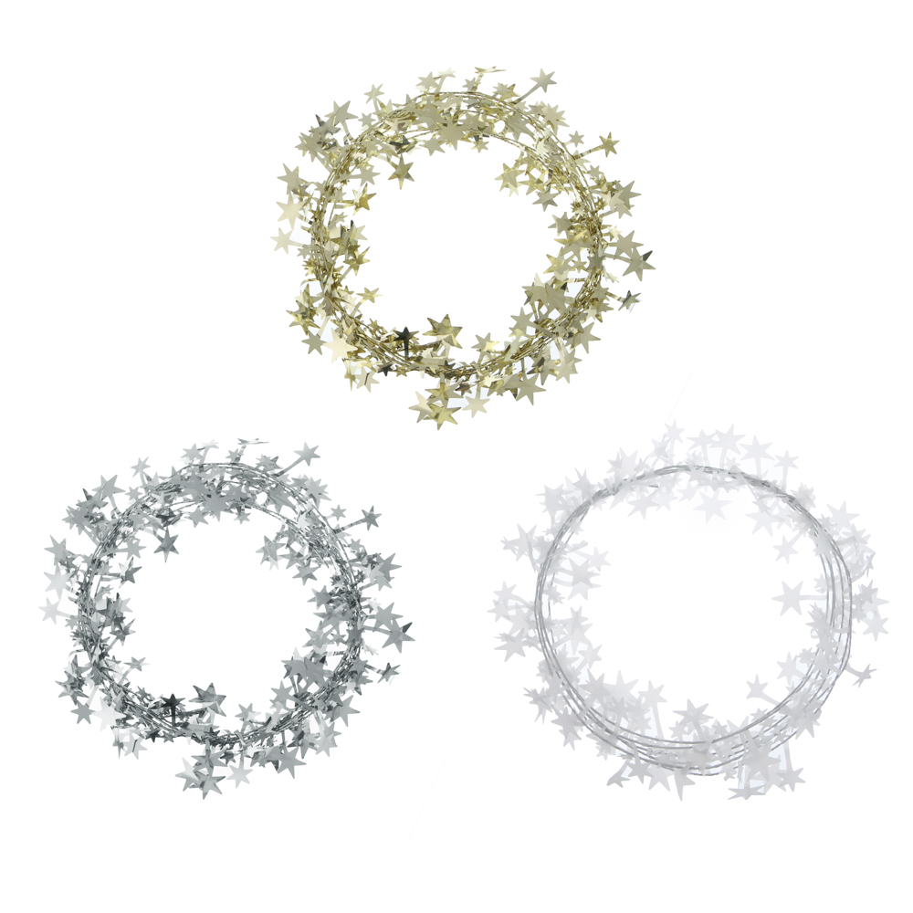 СНОУ БУМ Мишура на леске 270 см, ПЭТ, цвета в ассортименте золото, серебро, белый, 26-337 - #7