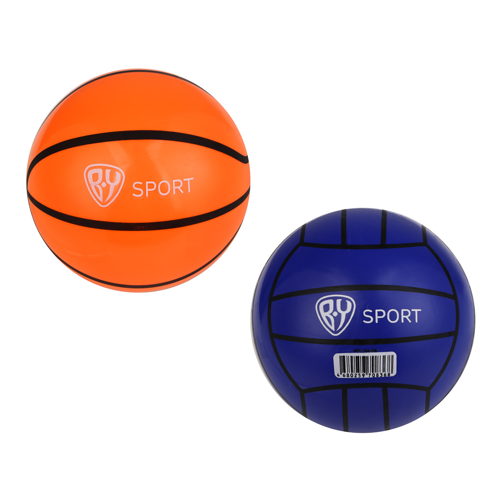 Мяч надувной (баскетбол, волейбол), тм BY SPORT, ПВХ, 22см, 50гр (+-5%), 2 дизайна - #1
