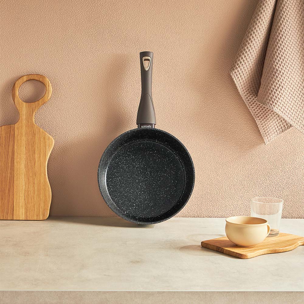 SATOSHI Валькур Сковорода литая глубокая d=24см, антипригарное покрытие мрамор, индукция - #11