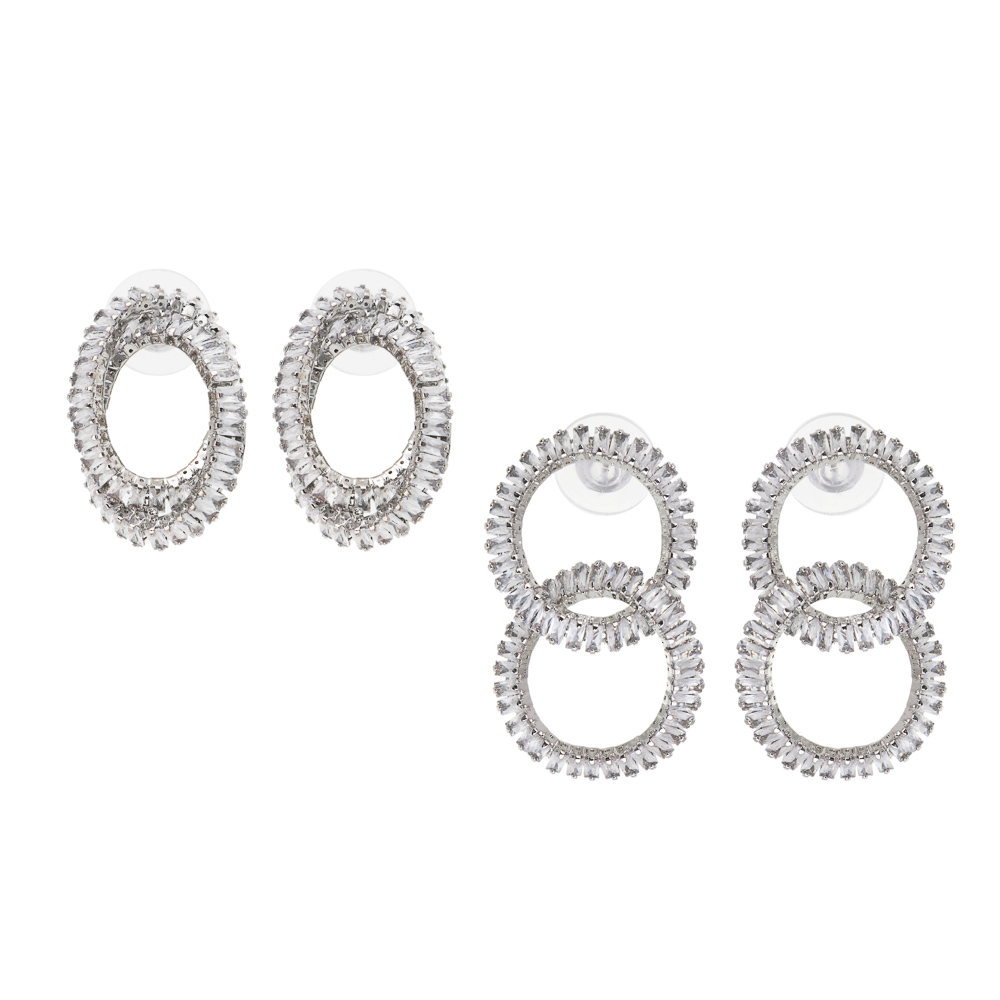 Серьги, медь, цирконий, 2 дизайна, БЖ25-4 - #1