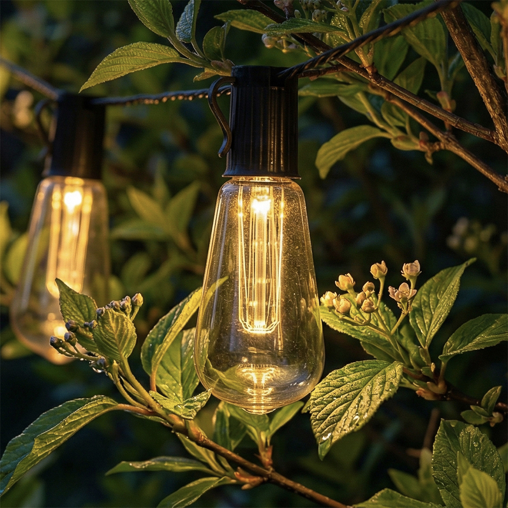 INBLOOM Гирлянда уличная на солн.батарее, 6.3м, 20LED, шампань, 8 реж, 1xAAA 600mAh, ABS, IP44 - #1