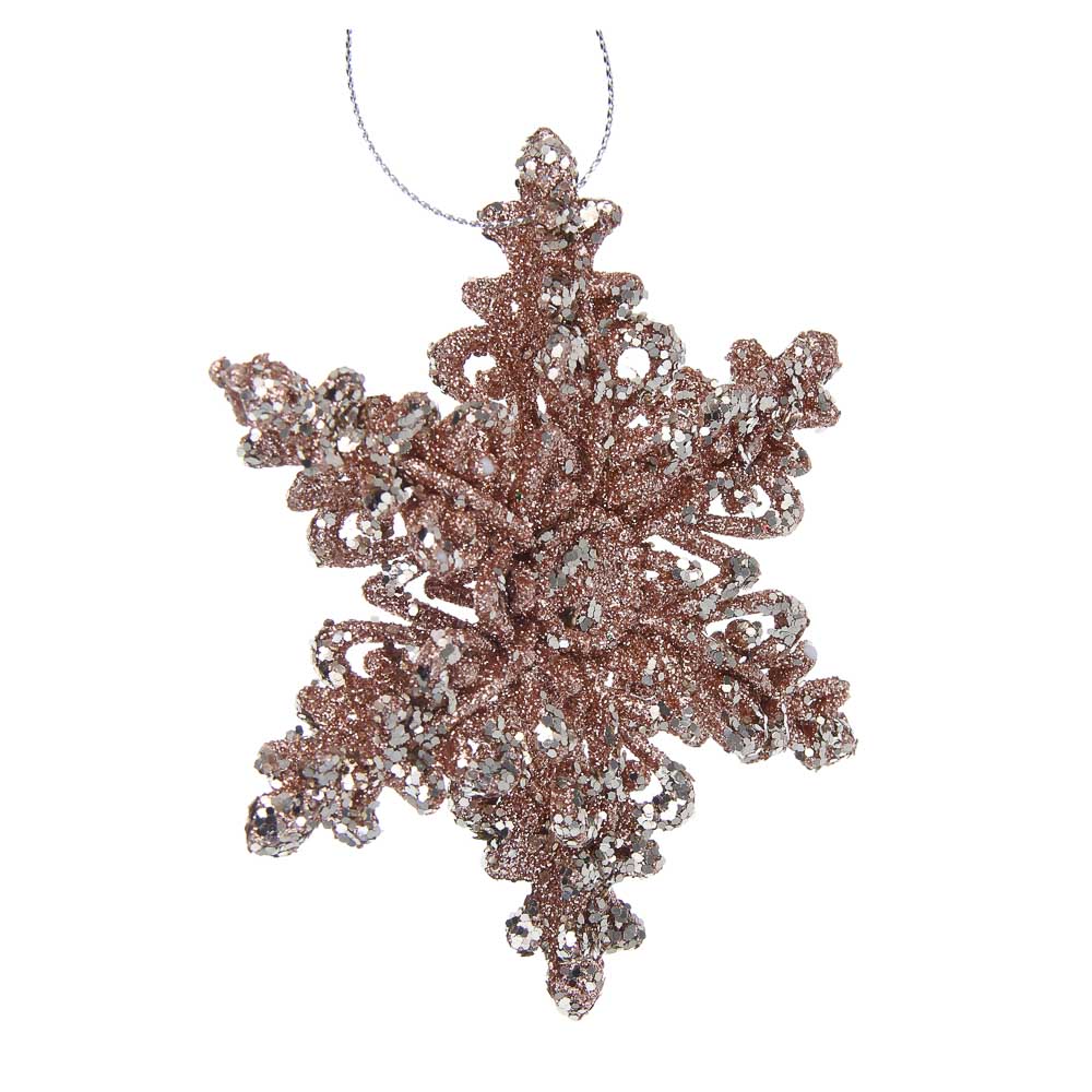 СНОУ БУМ Декоративная подвеска "Снежинка" 12 см, пластик, глиттер - #2