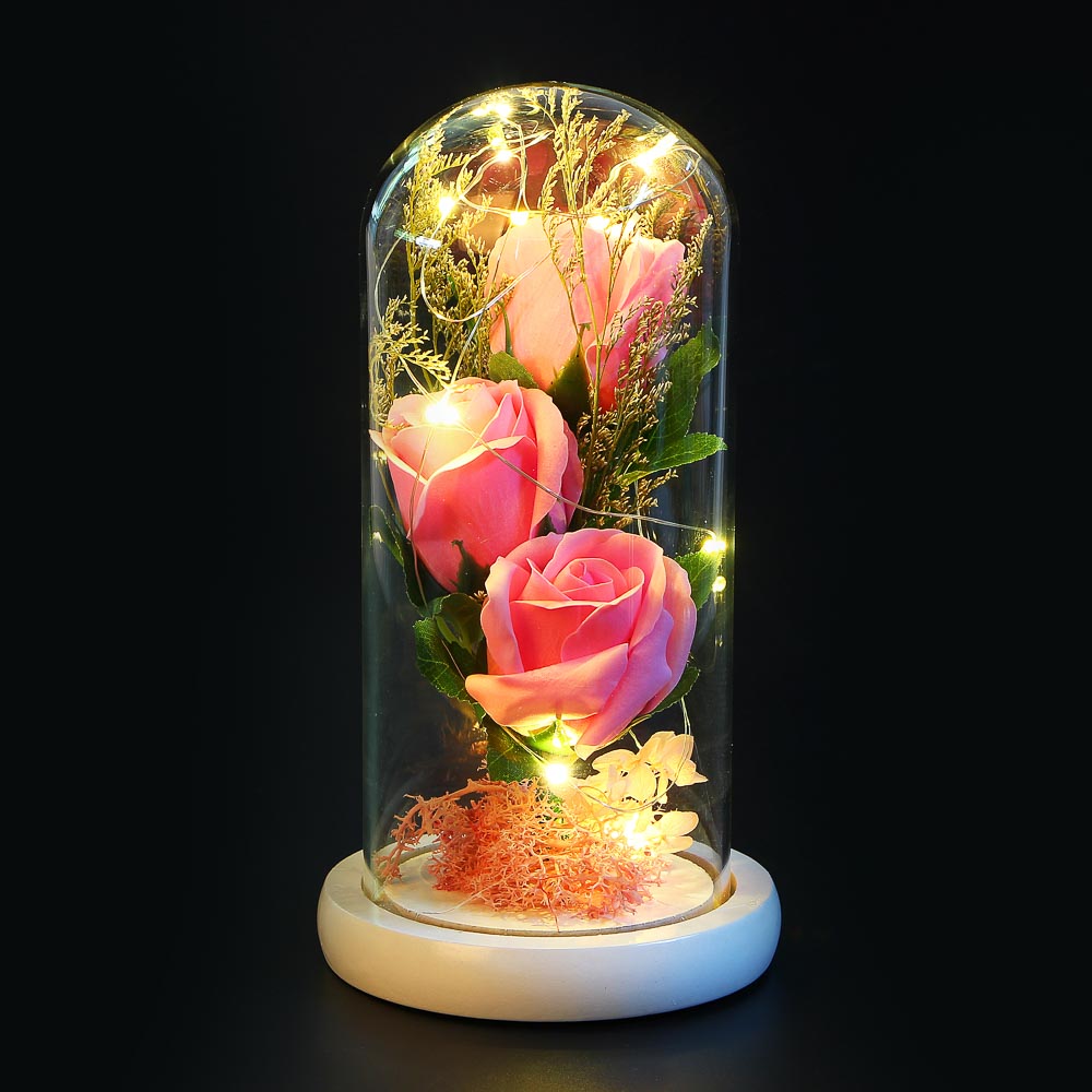 LADECOR Светильник - цветочная композиция, 3 розы, 23 см, 3хААА, 4 цвета - #1