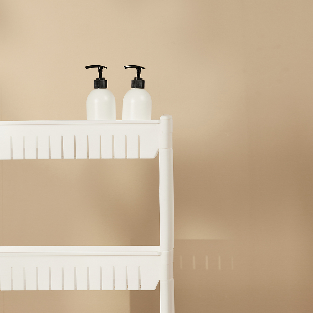 VETTA Этажерка узкая напольная на колесиках, 54х12х72см,3 полки с бортиками, пластик, белая - #11