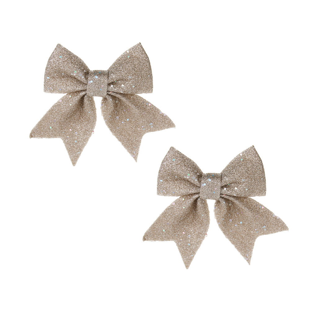 СНОУ БУМ Набор бантов 12x14 см, 2 шт, полиэстер, шампань - #1