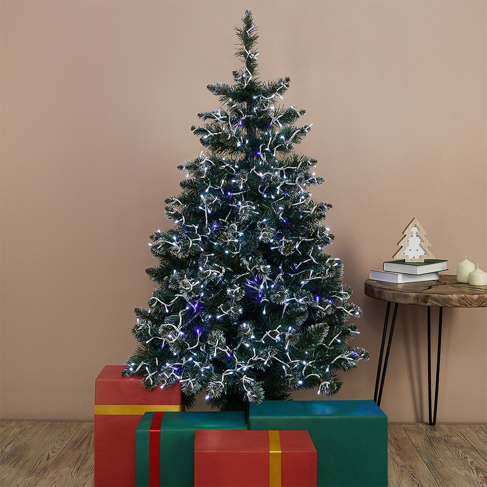 СНОУ БУМ Гирлянда эл. вьюн 20м, 200 LED*белый, мерцание 20LED*синий, ПВХ белый, коннектор, 220В - #5