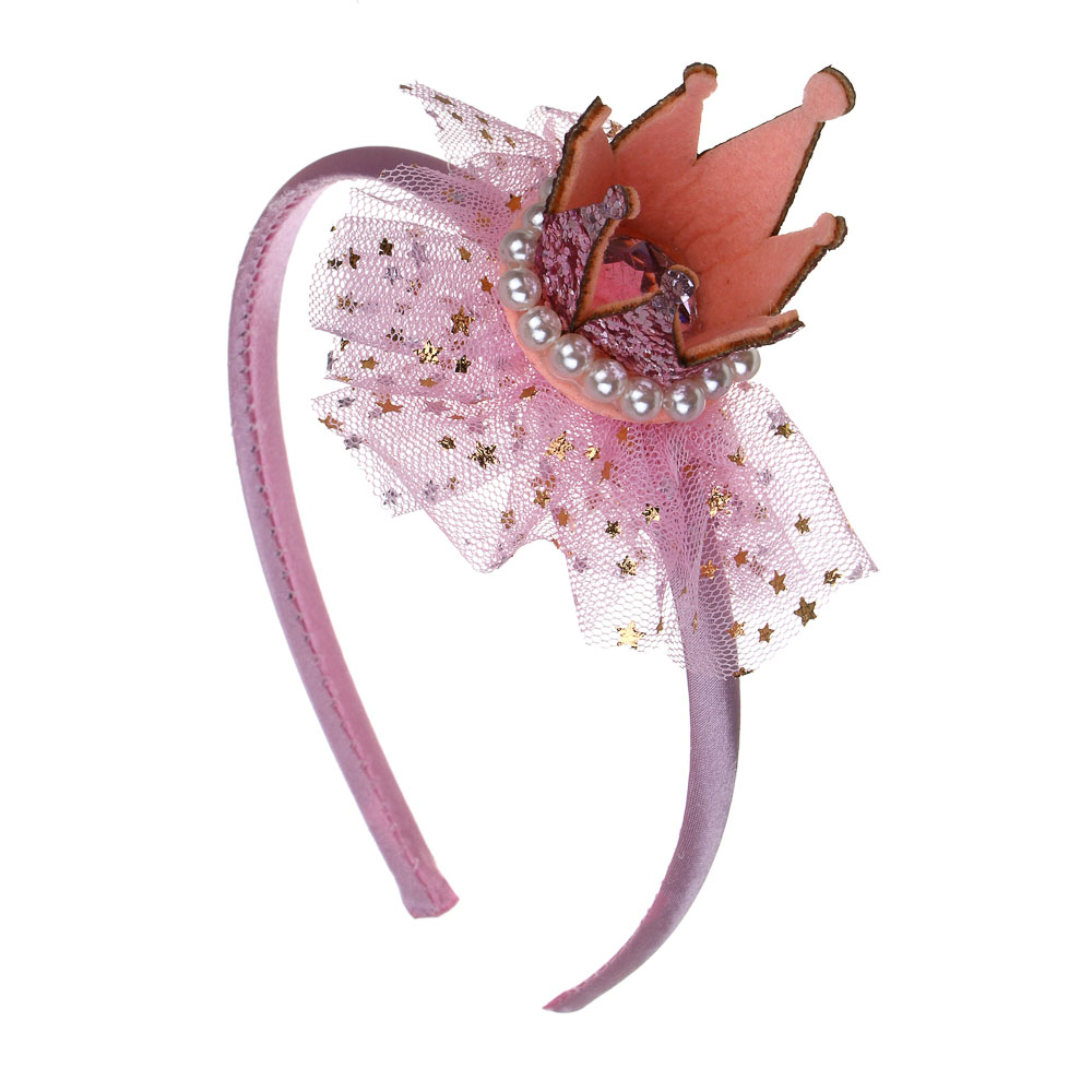 СНОУ БУМ Ободок с короной, диаметр 11,5см, пластик, полиэстер, 2 дизайна - #3