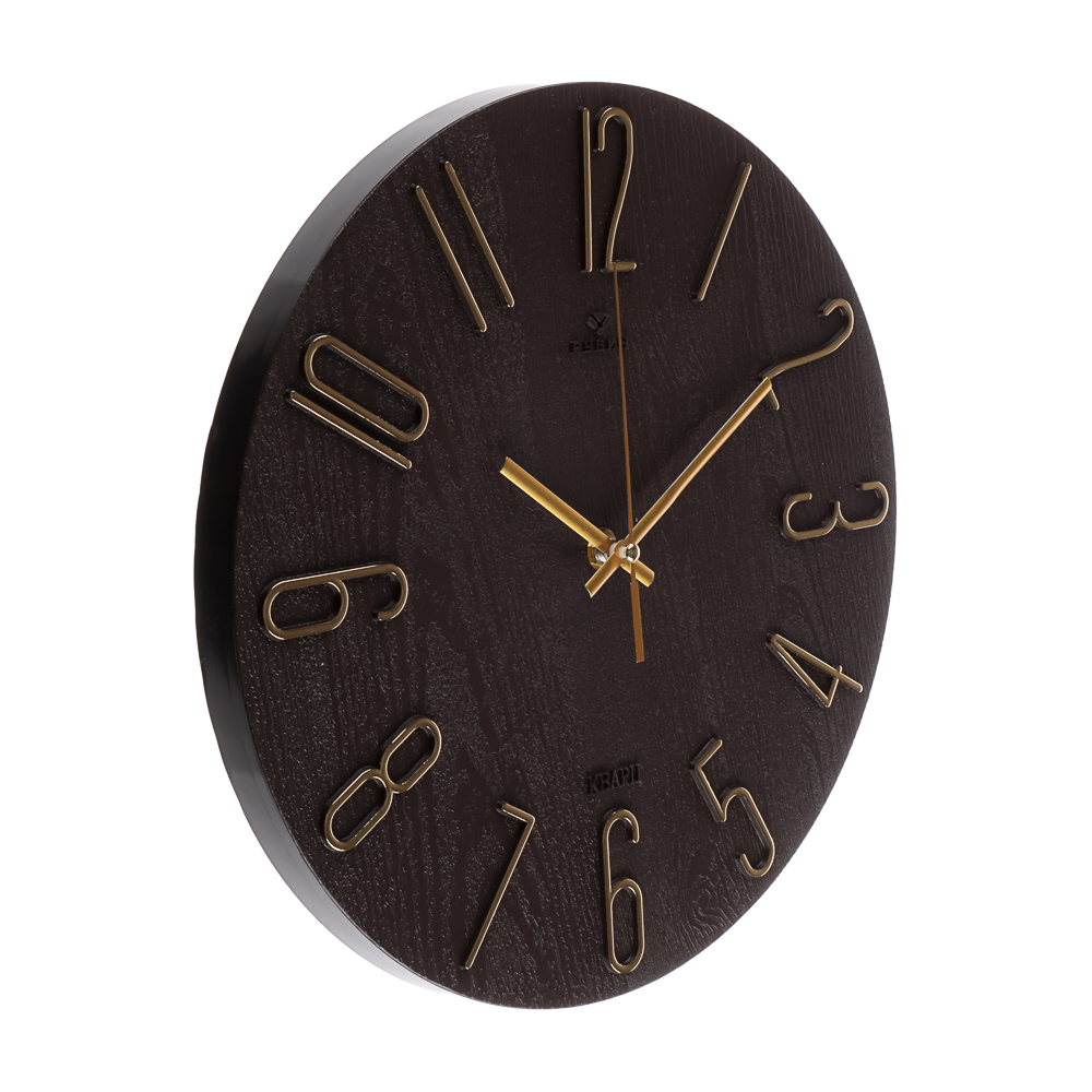 Часы настенные d=30см, корпус коричневый+золото "Классика", арт.3010-003 - #2