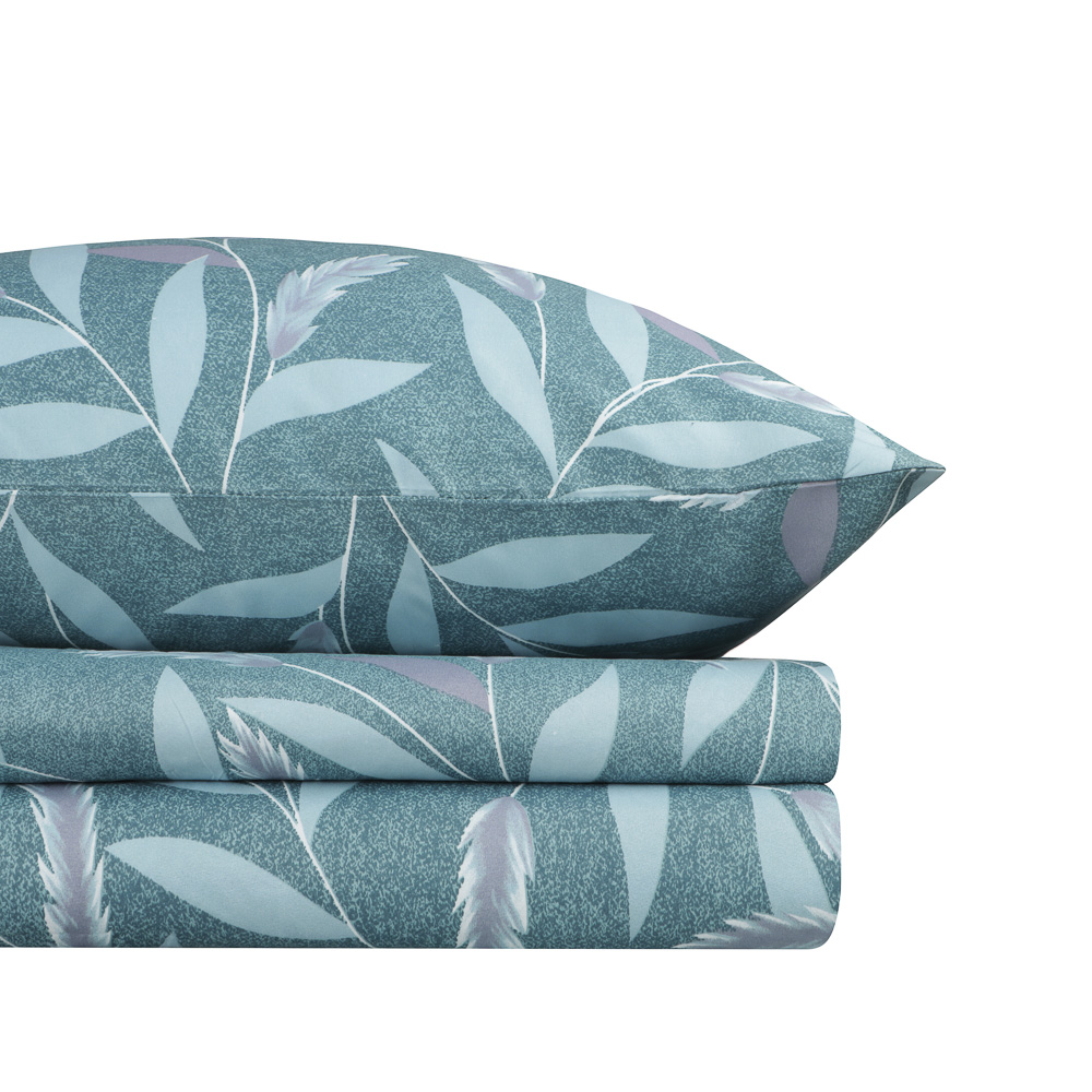 PROVANCE Нэви Комплект постельного белья евро (4 предмета), микросатин, листья - #1