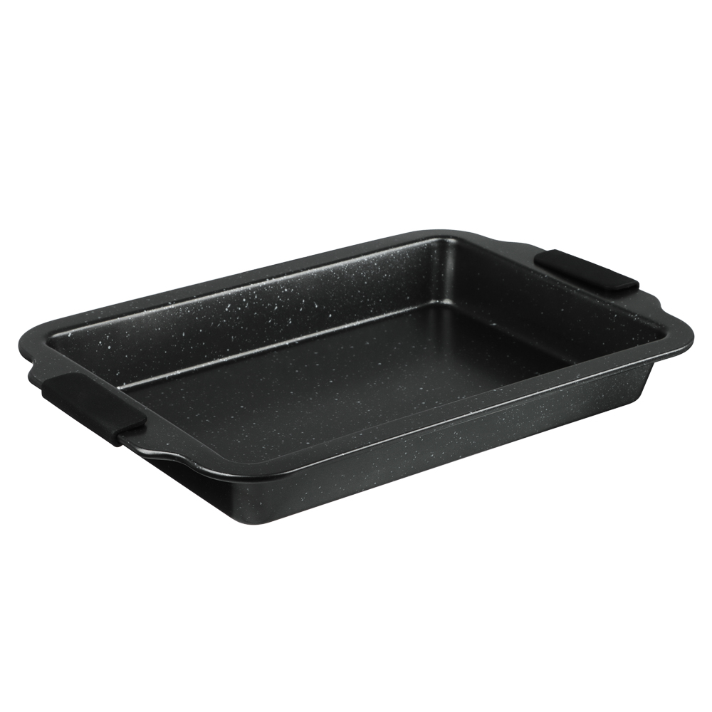 SATOSHI Лион Противень глубокий 40x27x5см, антипригарное покрытие Мрамор, силикон.ручки - #1