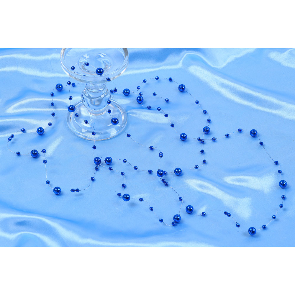 СНОУ БУМ Бусы декоративные, шары разных диаметров, 200см, пластик, цвет синий (А06) - #5