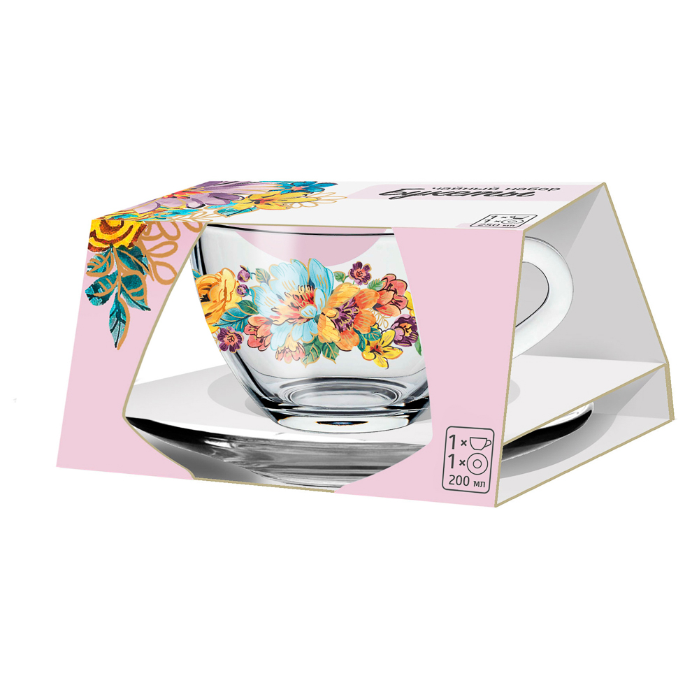 ОСЗ Чайная пара Прага, деколь Букеты, стекло, 4 дизайна - #2