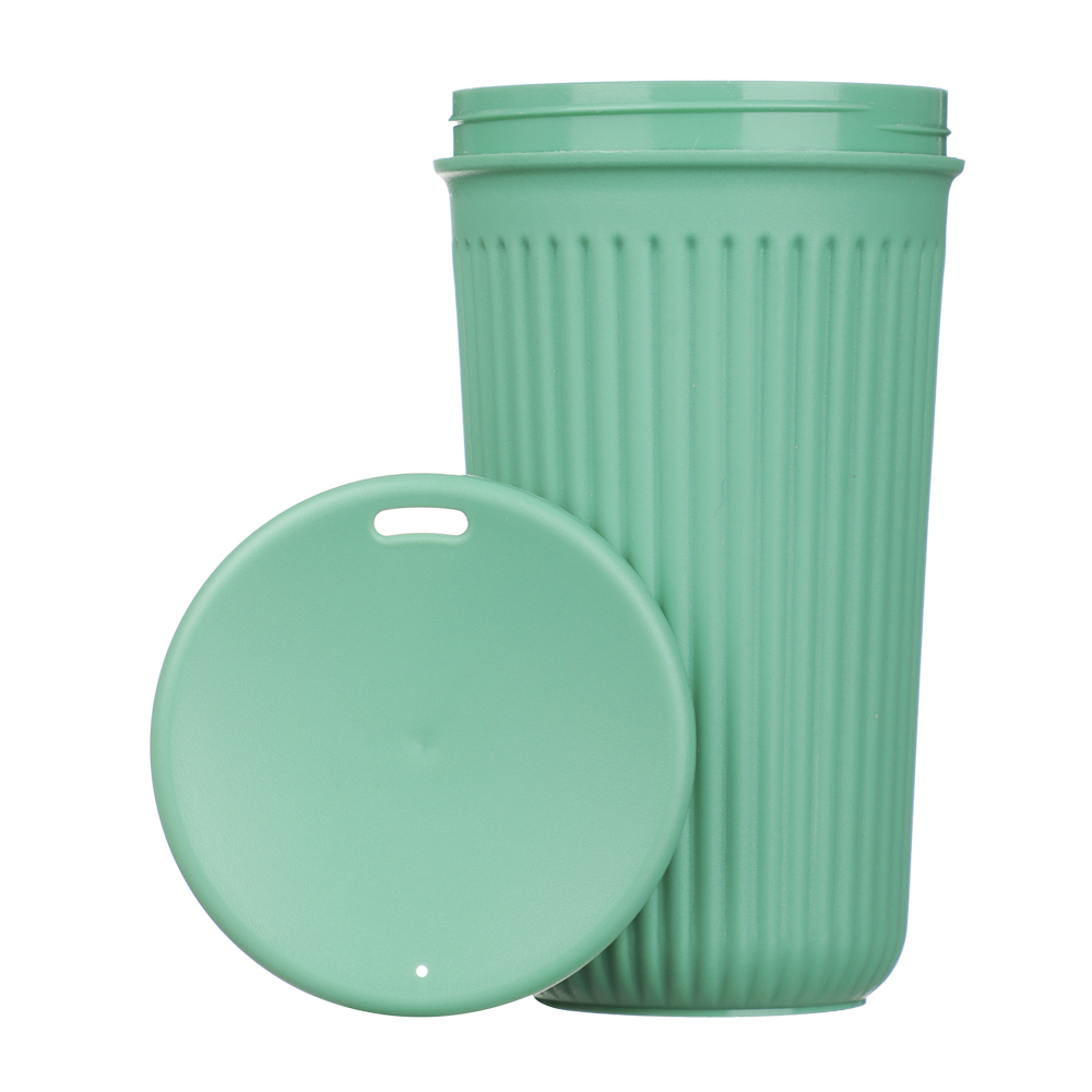 Стакан пластиковый с закручивающейся крышкой 400мл, пластик, 2 цвета - #4