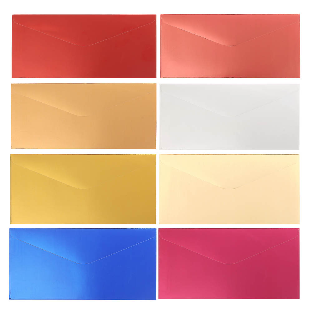 Набор конвертов 10 шт, микс цветов, 8х16,5см, бумага, арт.2 - #1