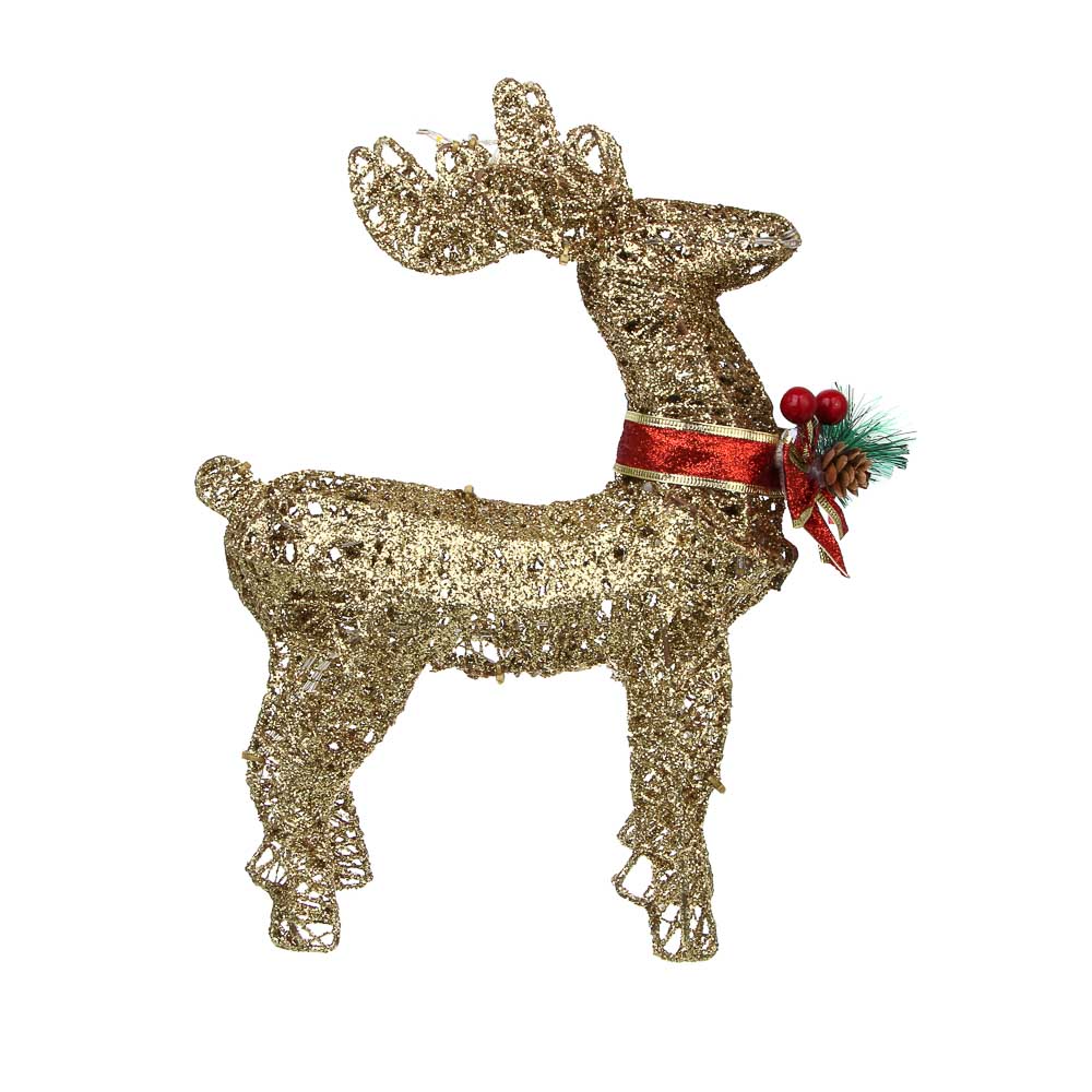 СНОУ БУМ Олень, 20 LED, 30 см, шампань, постоянное свечение - #4