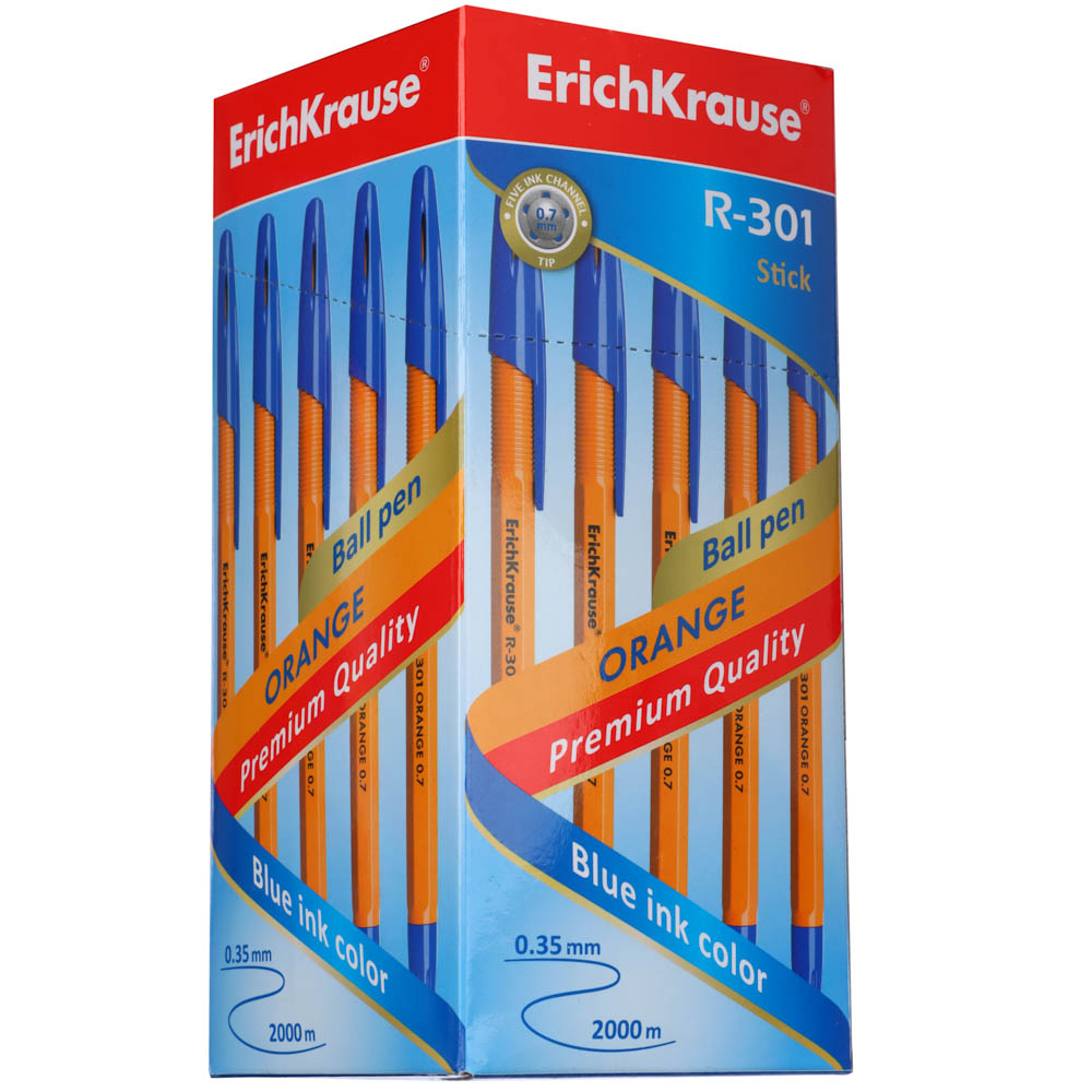 Erich Krause Ручка шариковая синяя R-301 "Орандж Стик", 0,7мм, 39527 - #5