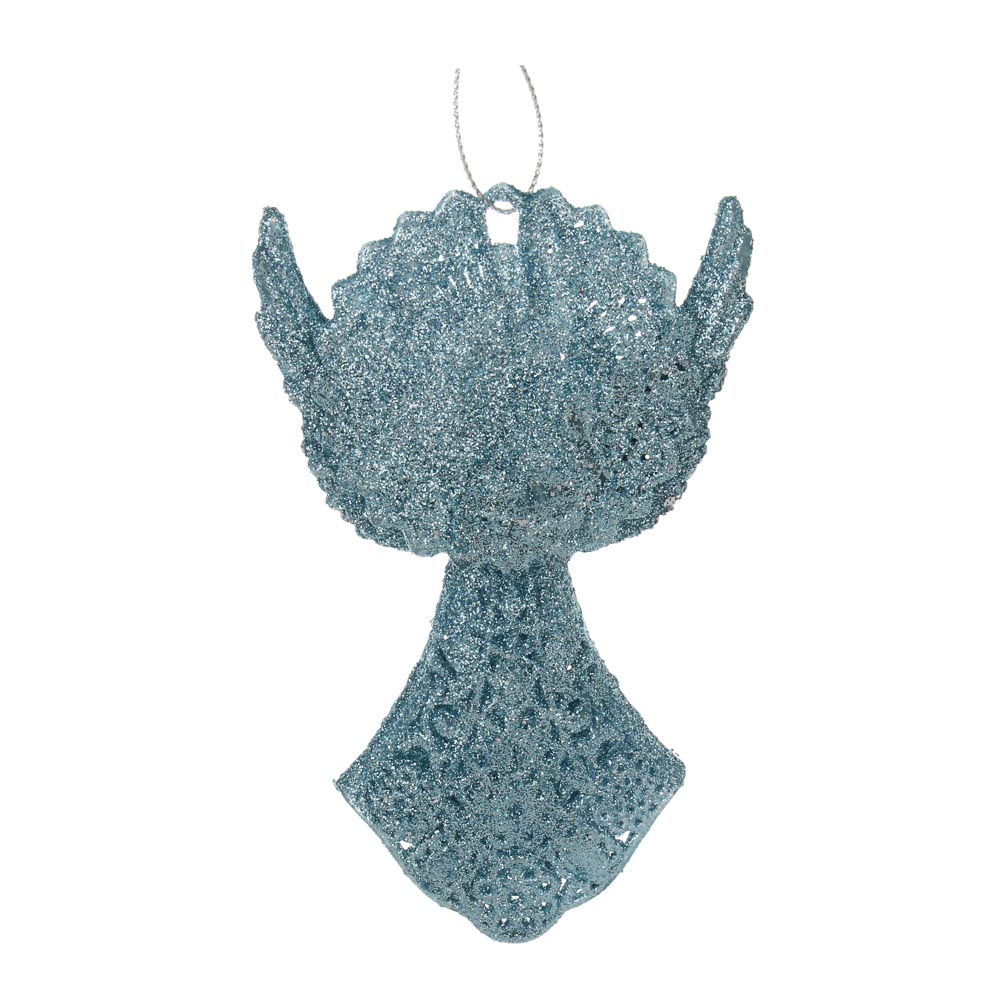 СНОУ БУМ Подвеска декоративная "Ангел" 13 см, пластик, глиттер, голубой - #4