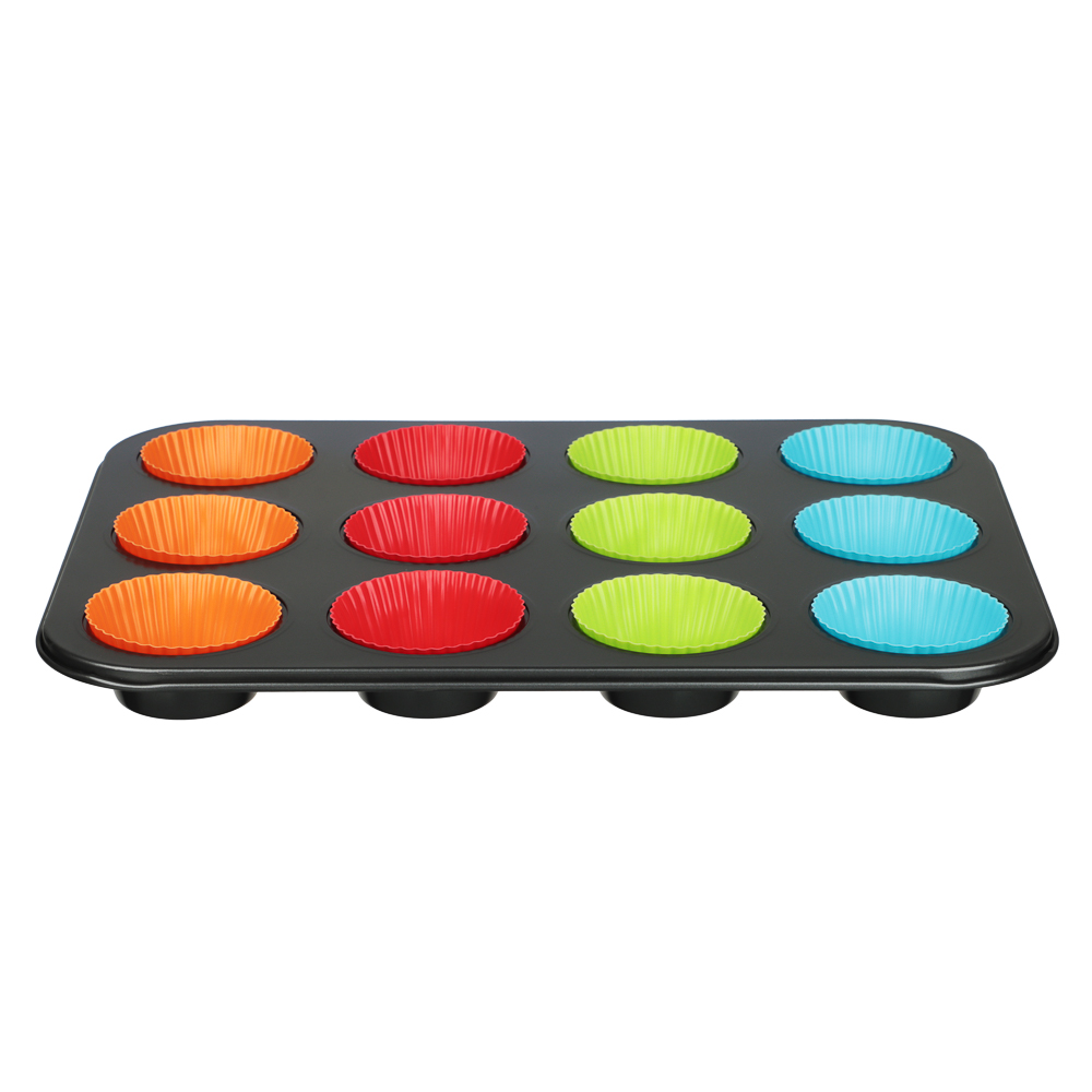 VETTA Форма для выпечки 12 ячеек с силиконовыми формами, 35,2х26,5х2,7см, угл.сталь, антипригарное п - #3