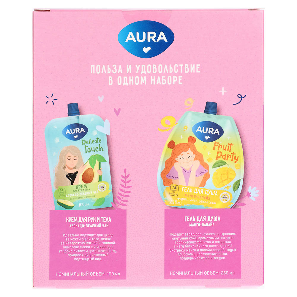 Подарочный набор женский AURA:Гель д/душа,250 мл+Крем д/рук и тела,100мл - #4