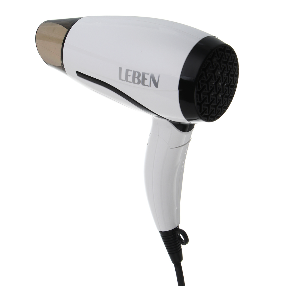 LEBEN Фен для волос, складной, 1200 Вт, 2 скорости, бело-черный, концентратор - #5