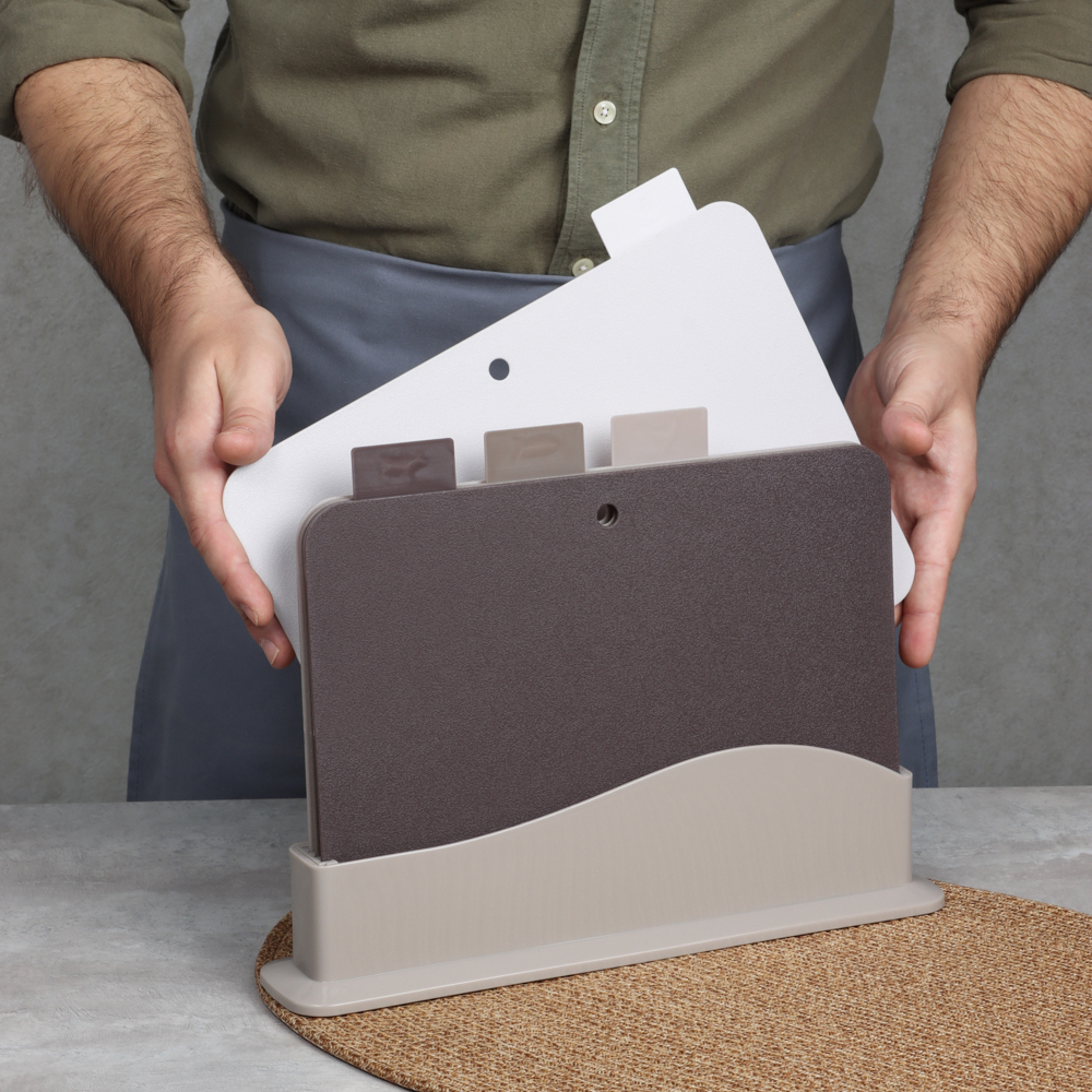 SATOSHI Набор досок разделочных на подставке 5пр 30х24х0,2см, пластик - #16