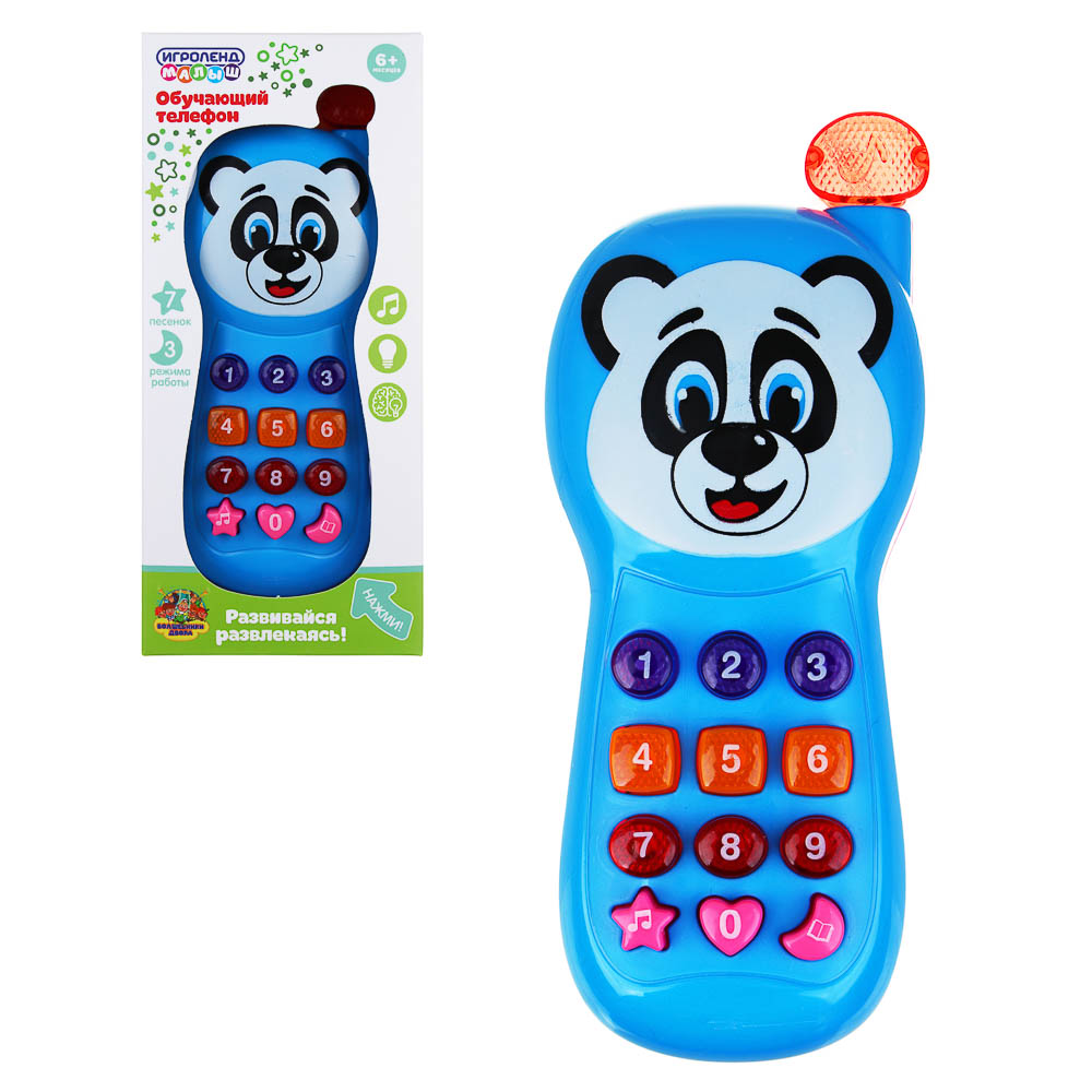ИГРОЛЕНД Игрушка электронная телефон обучающий, свет, звук, ABS, пит. 2АА, 17,8х7,3х3,5см, 3 диз - #1